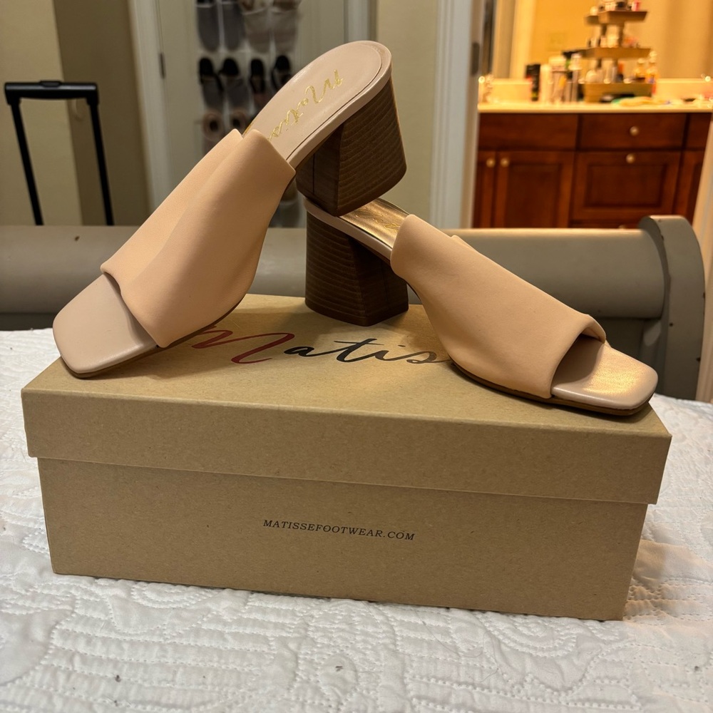 Matisse Tan Mules with Block Heel